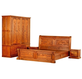 花梨木法式床配六门衣柜